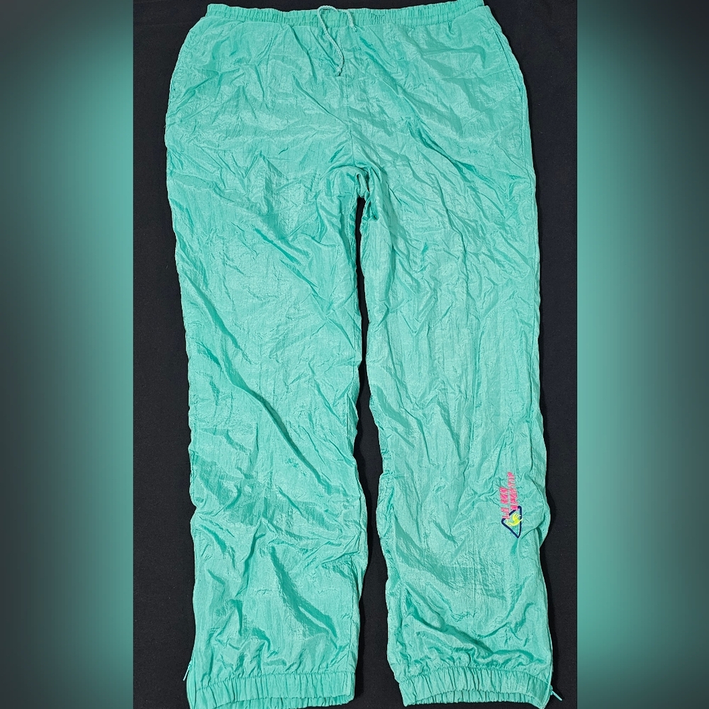 Vintage Le Coq Sportif Nylon Track Pants Mint Green Men's Size Large